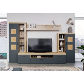 Ensemble meuble TV COOPER en coloris anthracite et chene coast