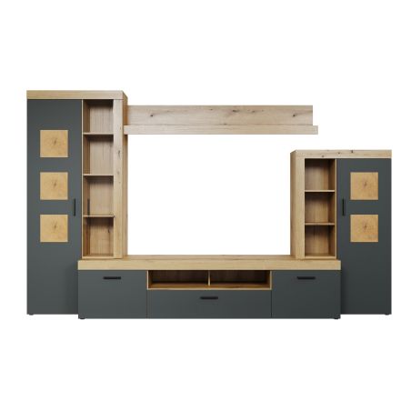 Ensemble meuble TV COOPER en coloris anthracite et chene coast