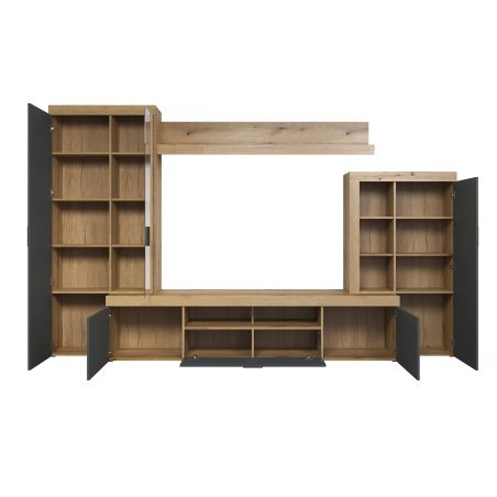 Ensemble meuble TV COOPER en coloris anthracite et chene coast