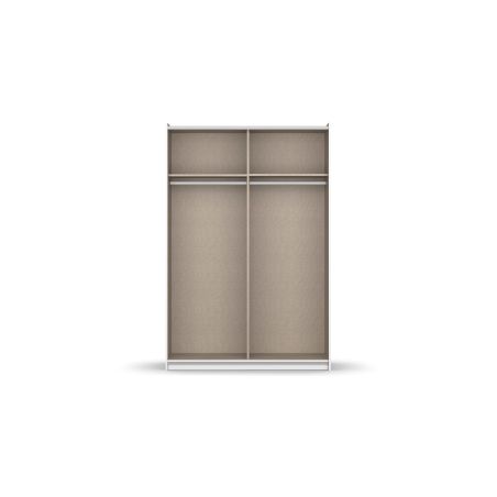 Armoire SCOTT 131 cm en blanc mat avec 2 portes coulissantes et miroir partiel