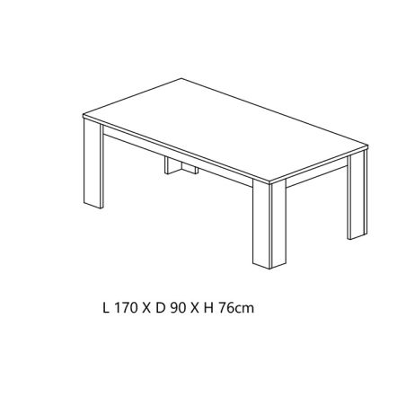 Table rectangulaire ANTONIO en décor chêne français possible en 2 dimensions