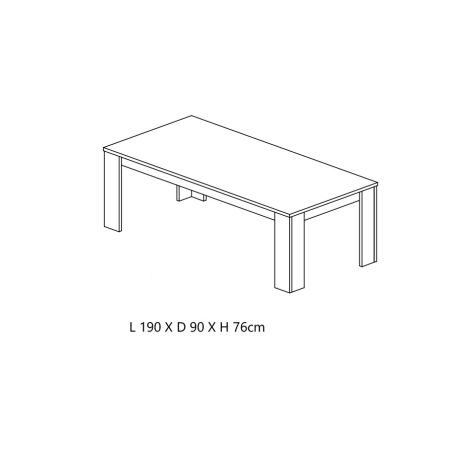 Salle à manger complète ANTONIO avec table 190 cm et vitrine sans led