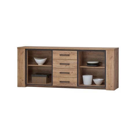 Salle à manger complète ANTONIO avec table 190 cm et vitrine sans led