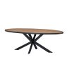 Table ovale ANTONIO 220 cm en décor chêne français avec pied central en métal