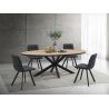 Table ovale ANTONIO 220 cm en décor chêne français avec pied central en métal