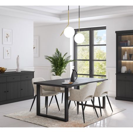 Table 180 cm GABRIEL DARK en décor chêne noir