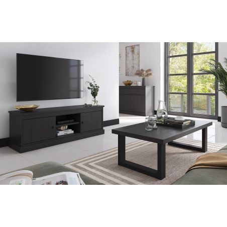 Meuble TV GABRIEL DARK en décor chêne noir