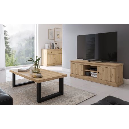 Meuble TV GABRIEL DARK en décor chêne noir