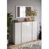 Armoire a chaussures 4 portes DAWSON en blanc brillant et décor chêne cadiz