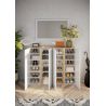 Armoire a chaussures 4 portes DAWSON en blanc brillant et décor chêne cadiz