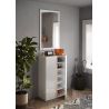 Armoire a chaussures 2 portes DAWSON 70 cm en blanc brillant et décor chêne cadiz