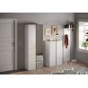 Armoire a chaussures 2 portes DAWSON 70 cm en blanc brillant et décor chêne cadiz