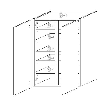 Armoire a chaussures 2 portes DAWSON 70 cm en blanc brillant et décor chêne cadiz