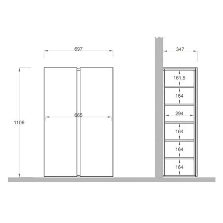 Armoire a chaussures 2 portes DAWSON 70 cm en blanc brillant et décor chêne cadiz