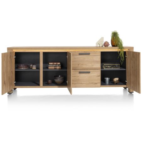 Delmonte, buffet 230 cm. - 3-portes + 2-tiroirs (LED + variateur) - Henders and Hazel