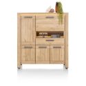 Delmonte, highboard 130 cm. - 4-portes + 1-tiroir + 1-porte rabattante + 1-niche (LED+variateur)- Henders and Hazel