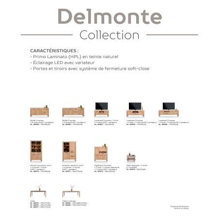 Delmonte, lowboard 200 cm. - 3-portes + 1-tiroir + 1-niche (LED + variateur) - Henders and Hazel