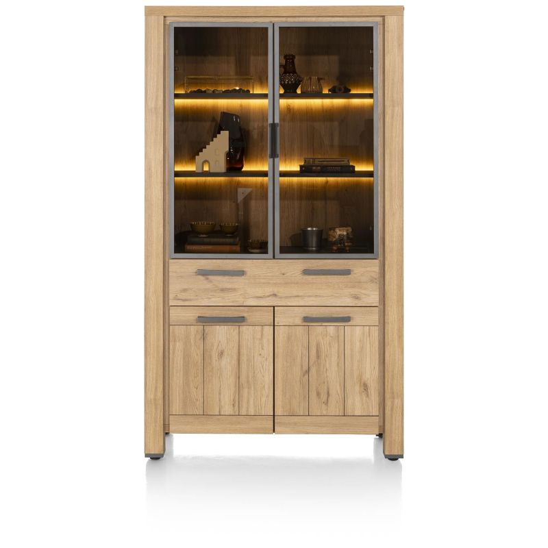 Delmonte, vitrine 110 cm. - 2-portes en verre + 2-portes + 1-tiroir (+ LED) - Henders and Hazel