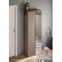 Armoire a chaussures 2 portes DAWSON en blanc brillant et décor chêne cadiz
