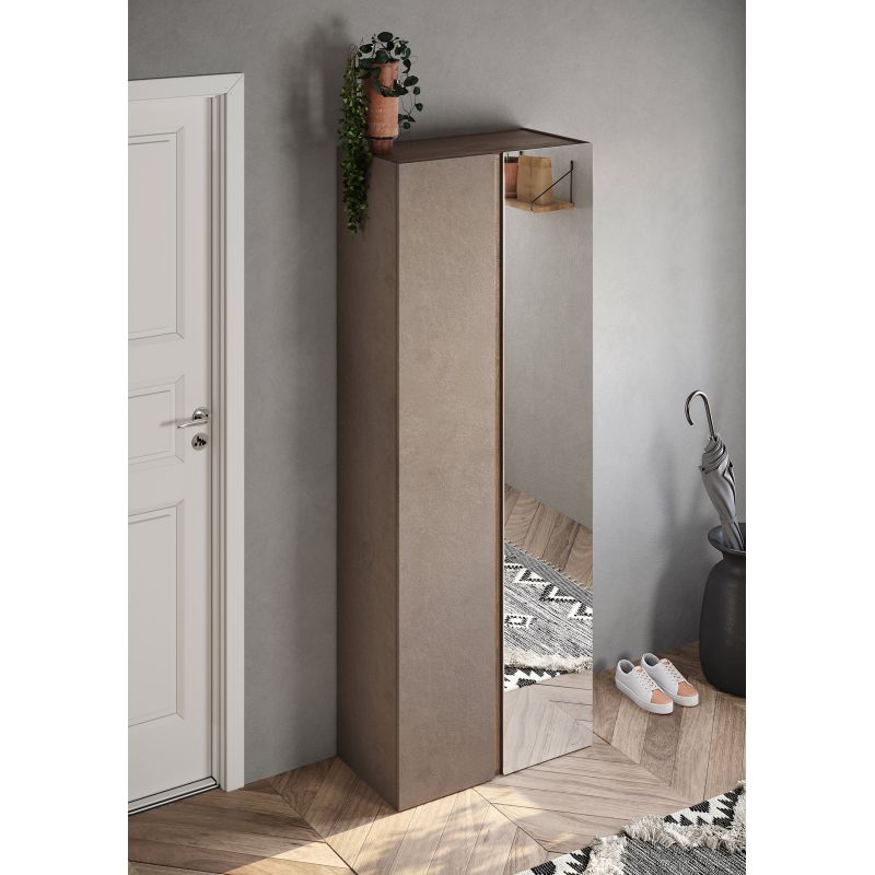 Armoire a chaussures 2 portes DAWSON en blanc brillant et décor chêne cadiz