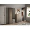Armoire a chaussures 2 portes DAWSON en blanc brillant et décor chêne cadiz