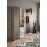 Armoire a chaussures 2 portes DAWSON en blanc brillant et décor chêne cadiz
