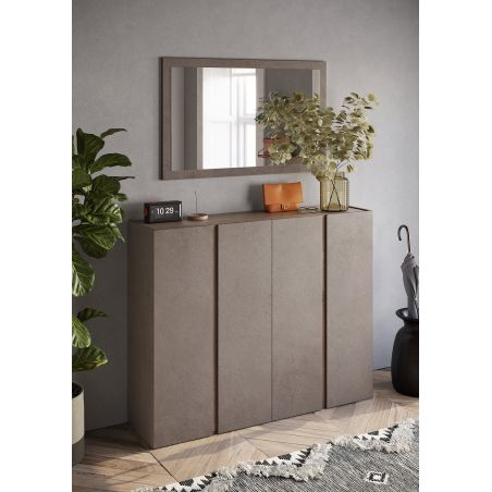 Armoire a chaussures 4 portes DAWSON en décor bronze et chêne mercure