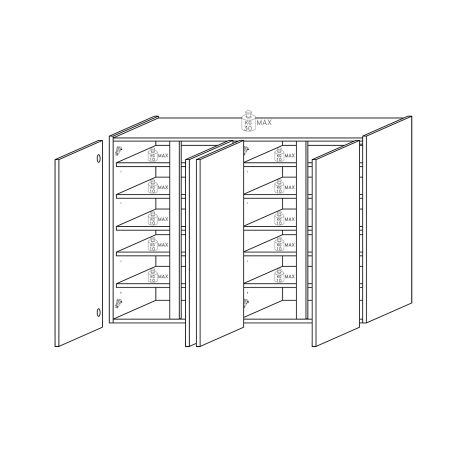 Armoire a chaussures 4 portes DAWSON en décor bronze et chêne mercure