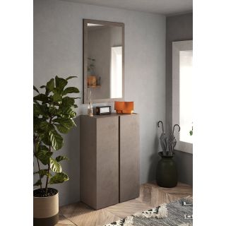 Armoire a chaussures 2 portes DAWSON 70 cm en décor bronze et chêne mercure