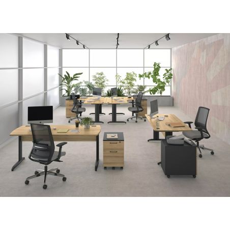 Bureau droit DAVIS 180 cm avec pieds en métal