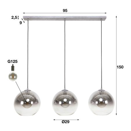 Suspension GABIN avec 3 ampoules incluses