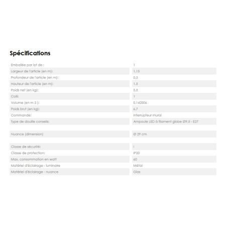 Suspension GABIN avec 3 ampoules incluses