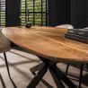 Table ovale MAXIME 180 cm en acacia massif avec pied central en métal