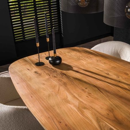 Table ovale MAXIME 180 cm en acacia massif avec pied central en métal