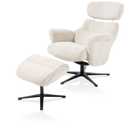Lazaro, fauteuil + pouf - tissu Livigno