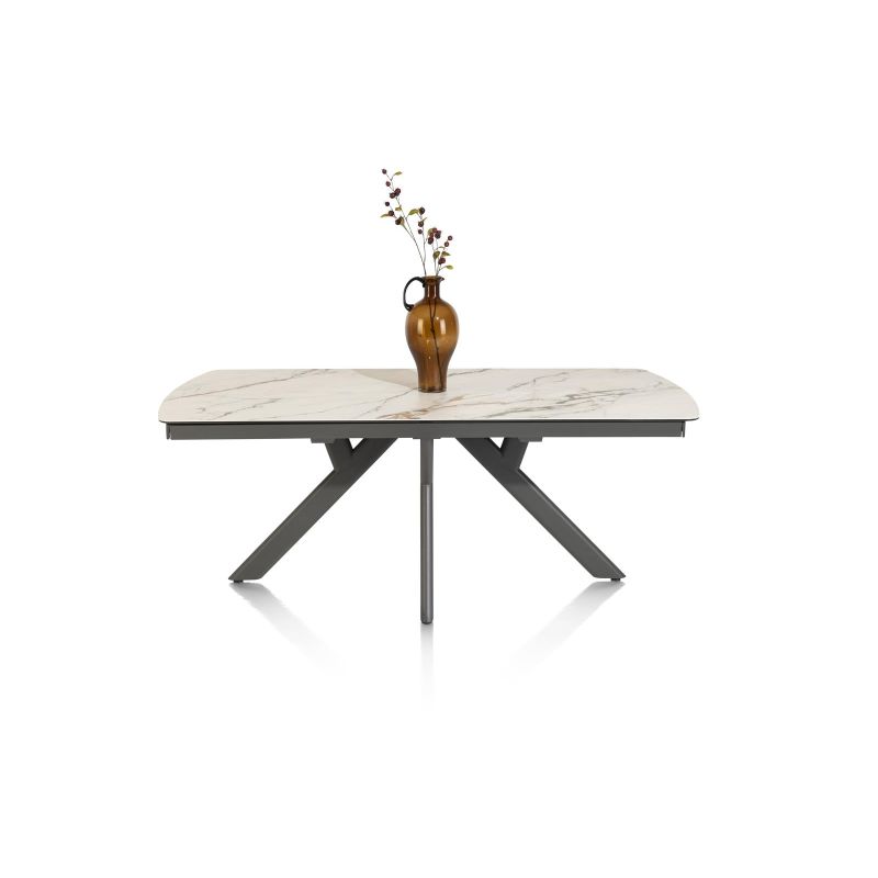 Vegas, table a rallonge 170 (+ 60) x 100 cm - ceramique projetee sur verre - Henders and Hazel