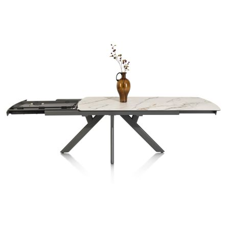 Vegas, table a rallonge 170 (+ 60) x 100 cm - ceramique projetee sur verre - Henders and Hazel