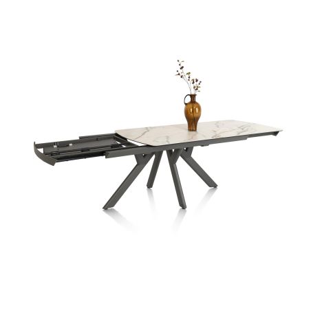 Vegas, table a rallonge 170 (+ 60) x 100 cm - ceramique projetee sur verre - Henders and Hazel