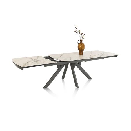 Vegas, table a rallonge 170 (+ 60) x 100 cm - ceramique projetee sur verre - Henders and Hazel