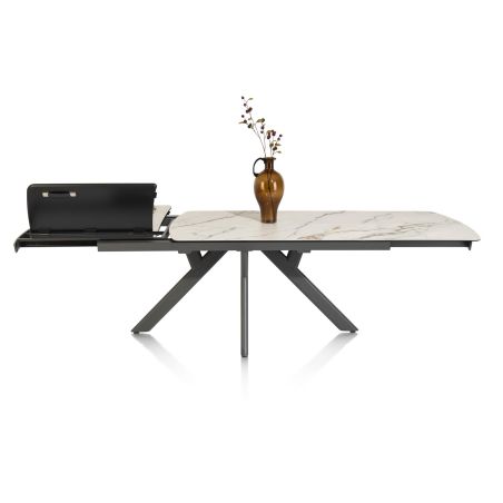 Vegas, table a rallonge 200 (+ 80) x 100 cm - ceramique projetee sur verre - Henders and Hazel