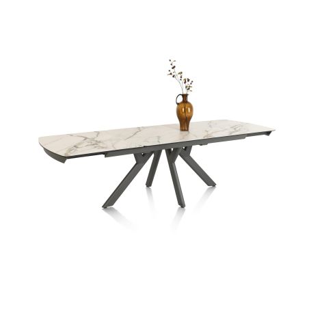 Vegas, table a rallonge 200 (+ 80) x 100 cm - ceramique projetee sur verre - Henders and Hazel
