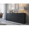 Salle à manger complète GABRIEL DARK en décor chêne noir avec table 210 cm et LED