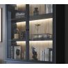 Salle à manger complète GABRIEL DARK en décor chêne noir avec table 210 cm et LED
