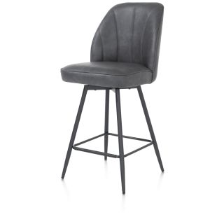 Leo, chaise de bar - pietement rough off black (ROB) - pivotante - tissu Pala