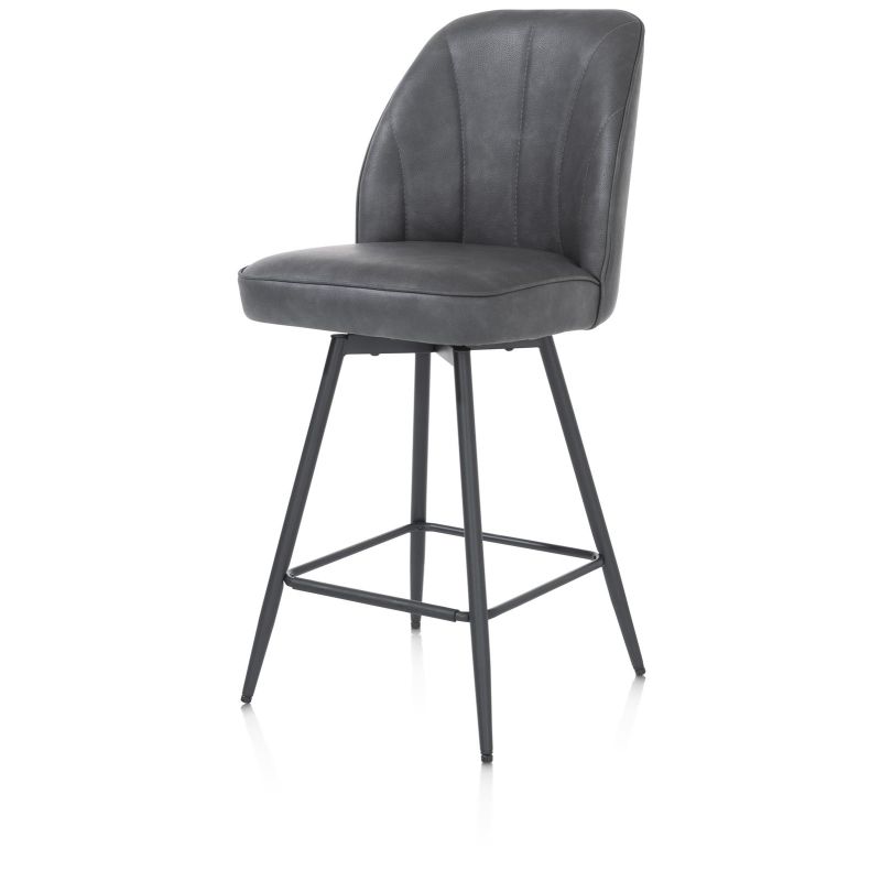 Leo, chaise de bar - pietement rough off black (ROB) - pivotante - tissu Pala