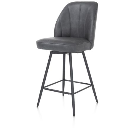 Leo, chaise de bar - pietement rough off black (ROB) - pivotante - tissu Pala