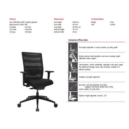Chaise de Bureau TRAVIS noir et blanc