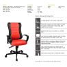 Chaise de Bureau gamer BURTON rouge avec accoudoirs