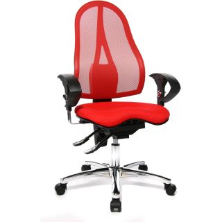 Chaise de Bureau ROLAND rouge avec accoudoirs