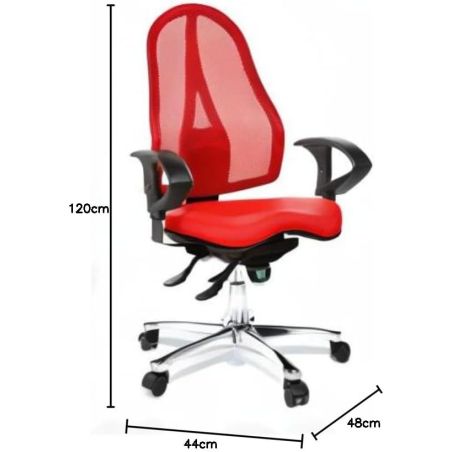 Chaise de Bureau ROLAND rouge avec accoudoirs